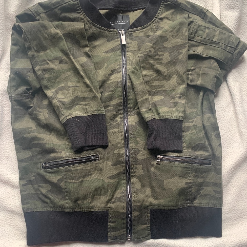 Sanctuary camo bomber jacket